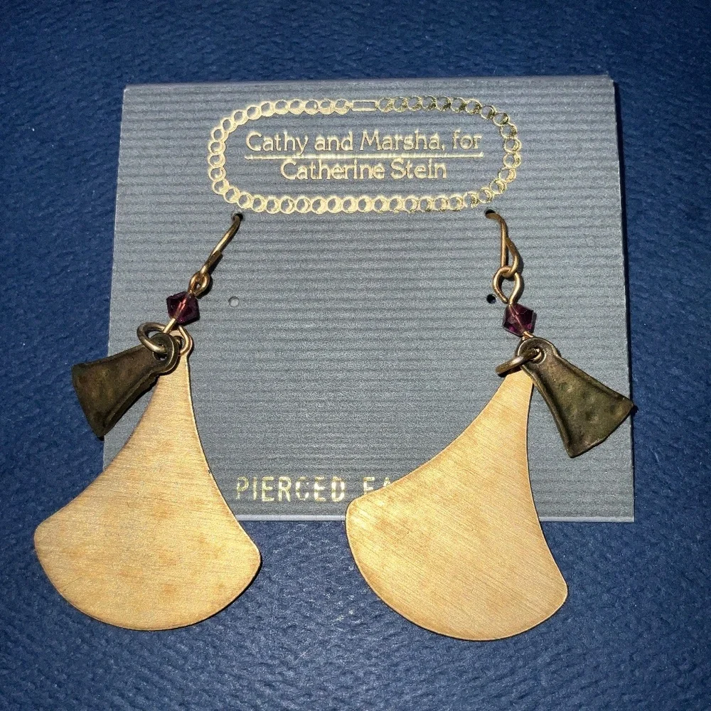 Cathy and Marsha for Catherine Stein Dangle Earrings Art Deco Bohemian Flair - Picture 3 of 9